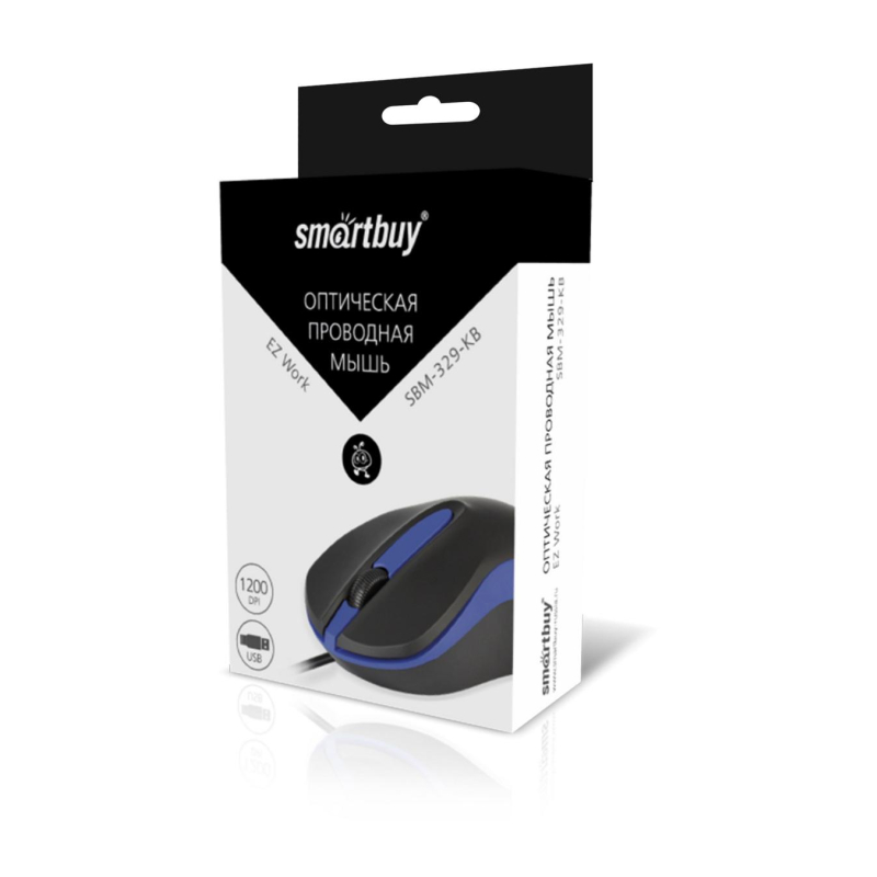 Мышь компьютерная Smartbuy ONE 329 проводная черно-синяя (SBM-329-KB)/100 - фото 2