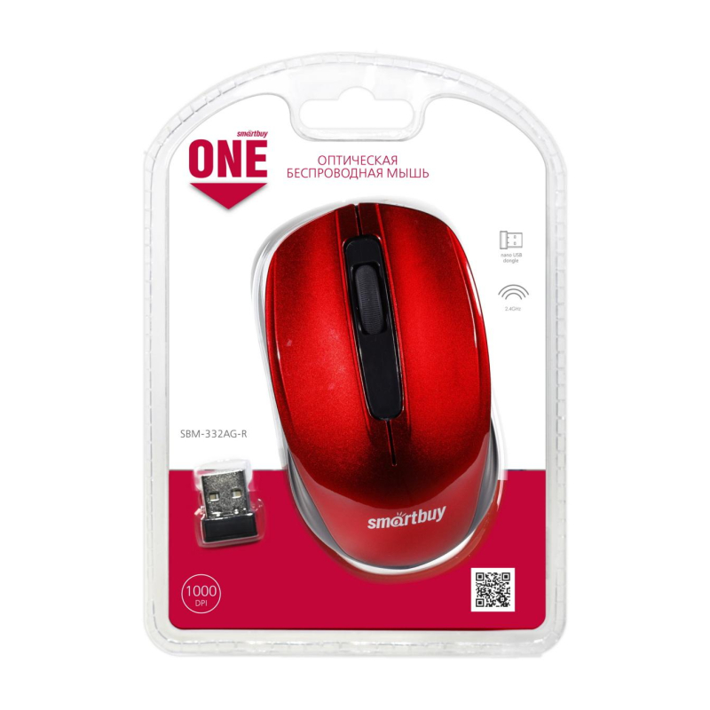 Мышь компьютерная  Smartbuy ONE 332 WLS красная (SBM-332AG-R)/60 - фото 2