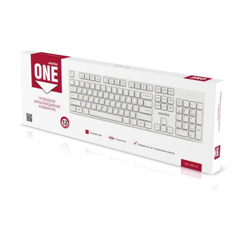 Клавиатура Smartbuy ONE 238 проводная мультимедийная USB белая (SBK-238U-W) - фото 4
