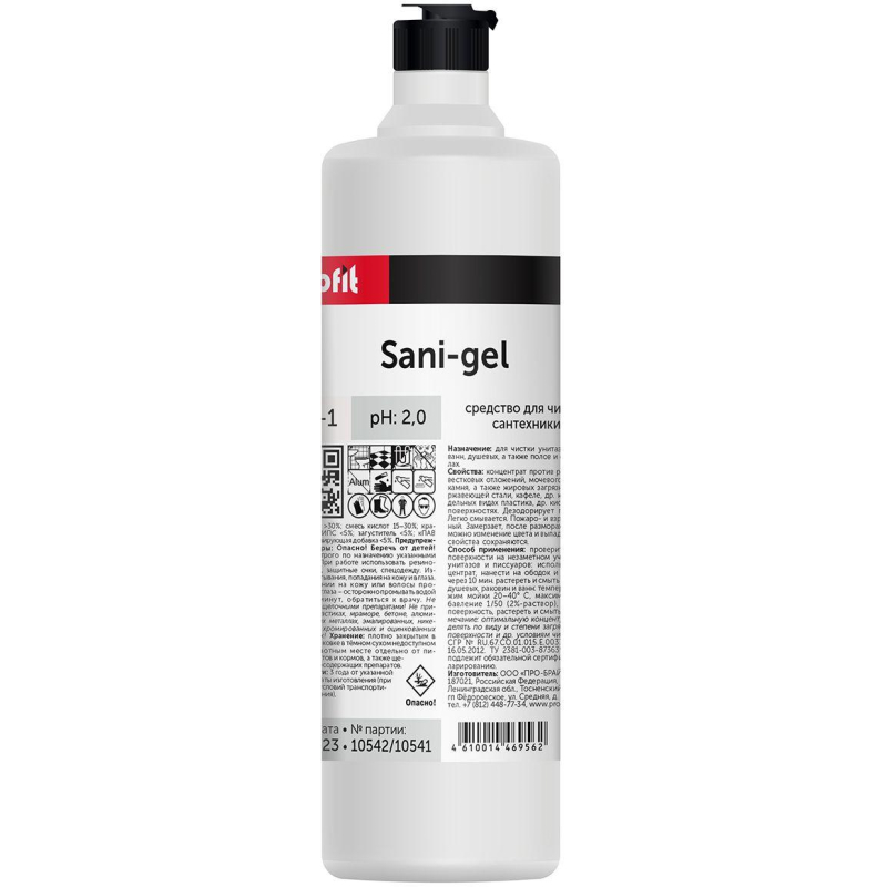 Профхим сантех кисл д/удален налета-ржавч PROFIT/SANI-GEL, 1л - фото 1