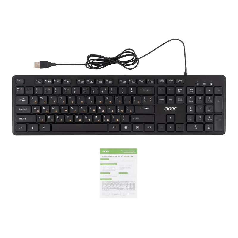 Клавиатура Acer OKW122 черный USB (ZL.KBDEE.00C) - фото 10