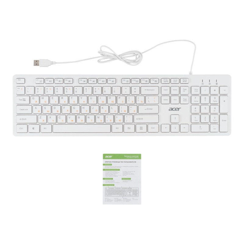 Клавиатура Acer OKW123 белый USB (ZL.KBDEE.00D) - фото 10