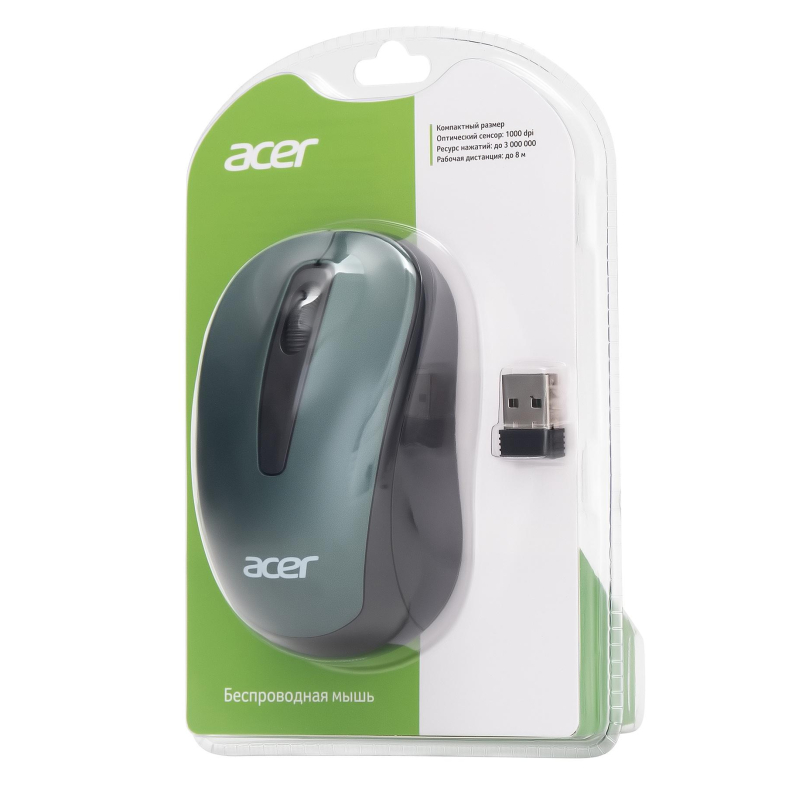 Мышь компьютерная Acer OMR135 зеленый  (1000dpi) WLS USB (ZL.MCEEE.01I) - фото 8
