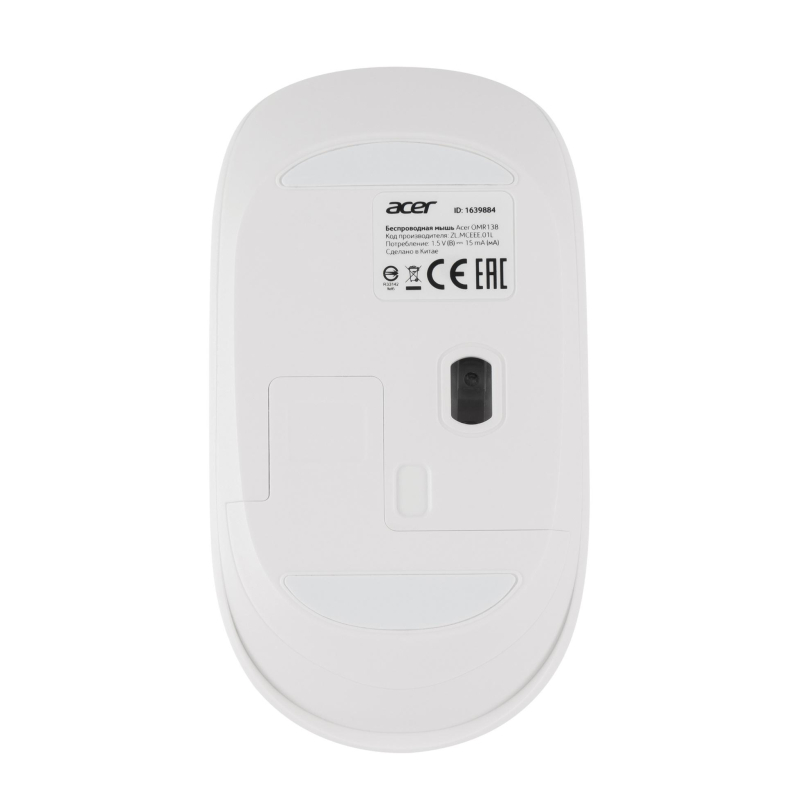 Мышь компьютерная Acer OMR138 белый (1600dpi) WLS USB (4кн) (ZL.MCEEE.01L) - фото 2