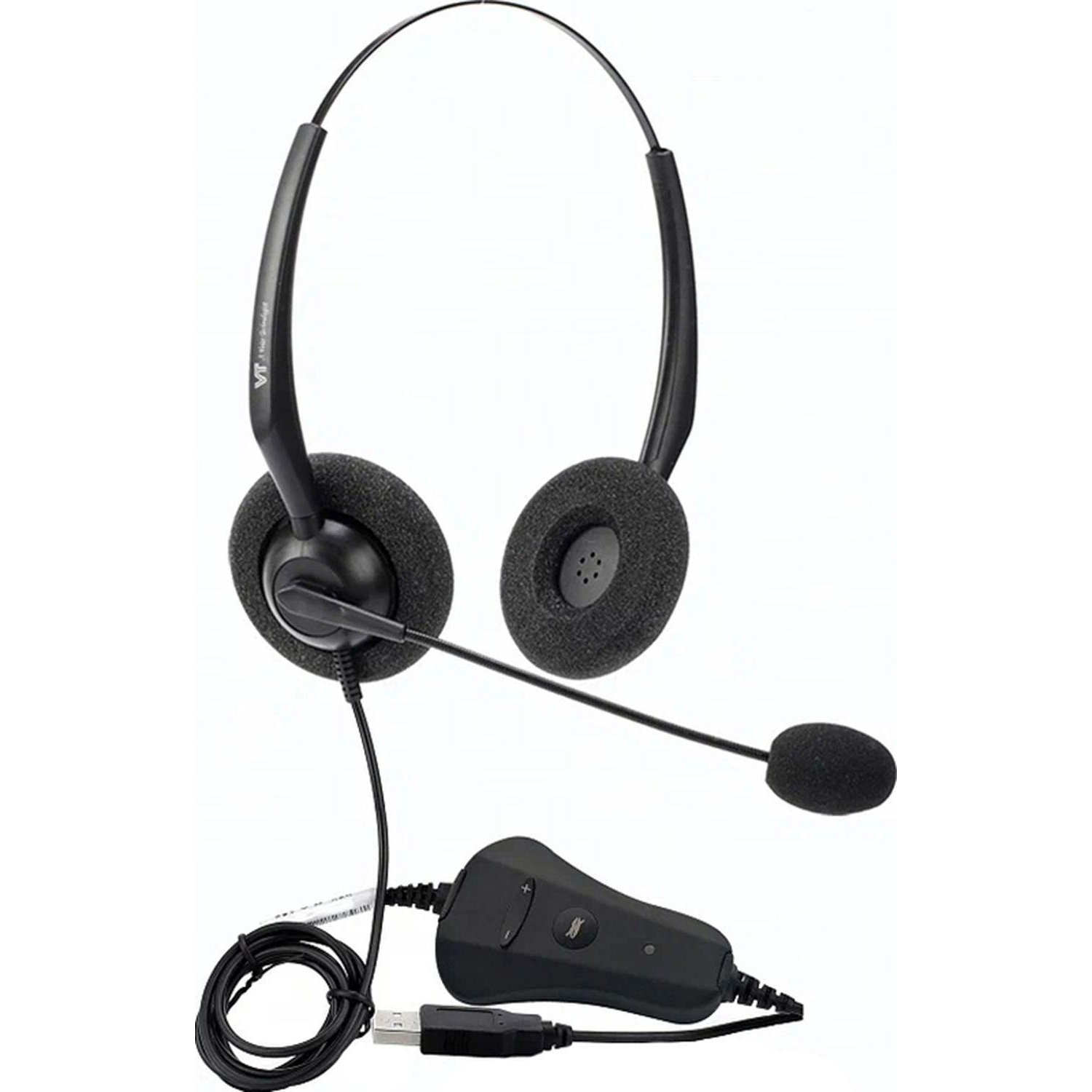 Гарнитура проводная VT1000-D USB, Дуо, усовершенствованный микрофон - фото 1