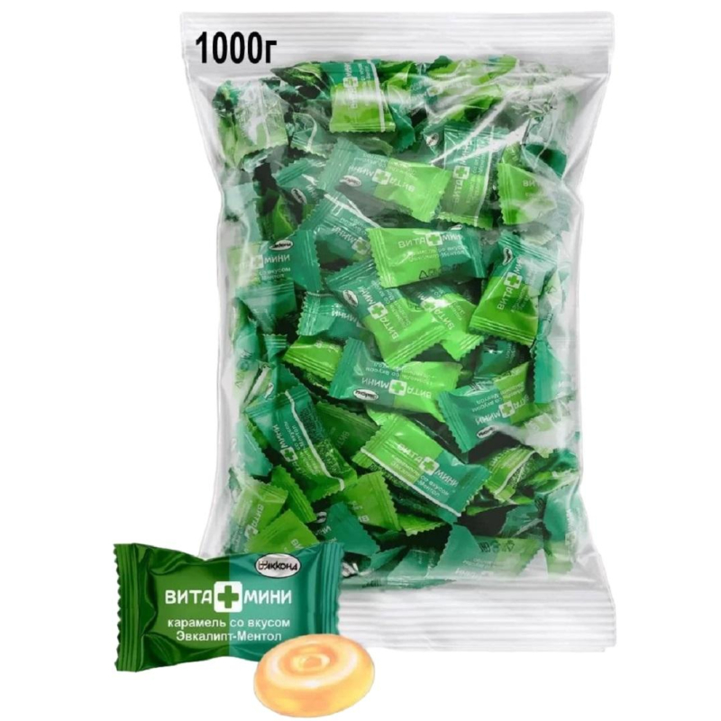 Карамель леденцовая ВИТА+МИНИ со вкусом Эвкалипт-Ментол 1000гр. в ассортим - фото 1