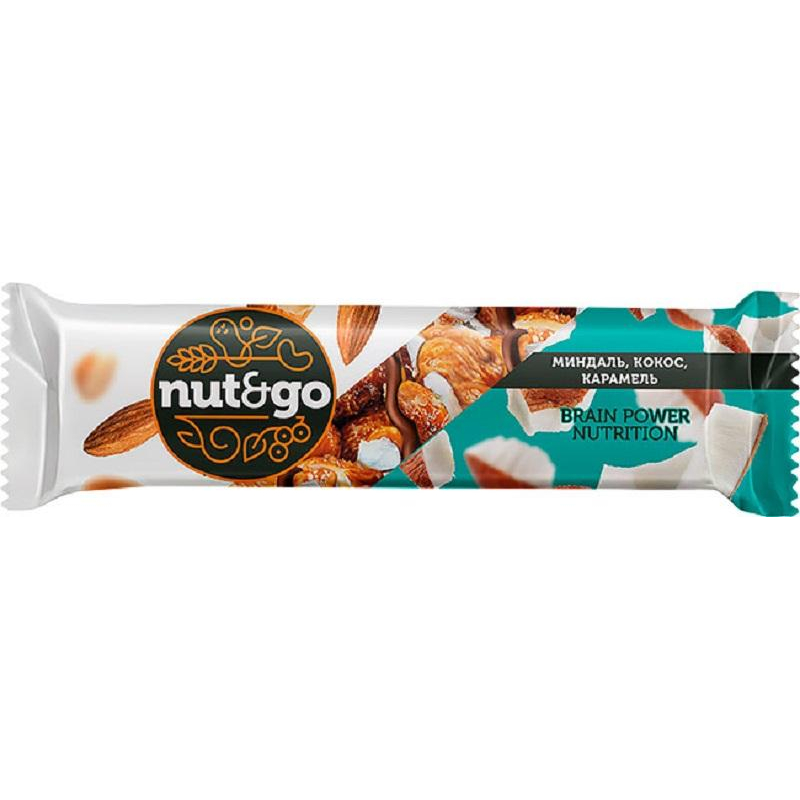 Батончик миндальный NUT N GO с кокосом 18 шт/уп КВК336 - фото 2
