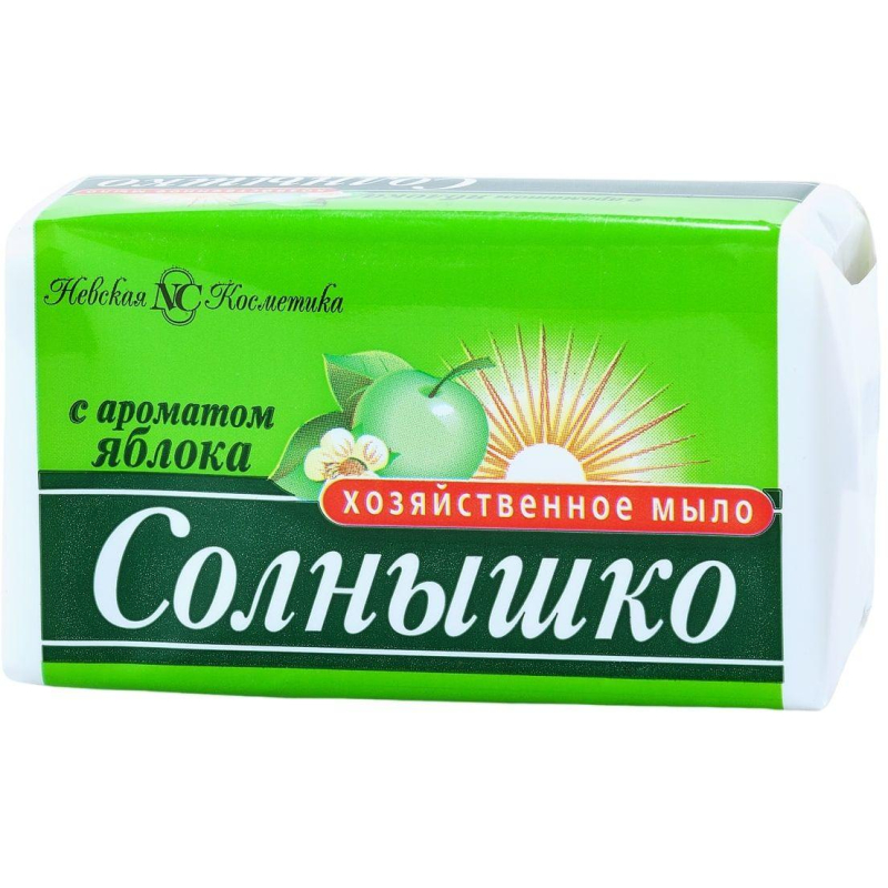Мыло хозяйственное 140г СОЛНЫШКО в обертке, яблоко - фото 1