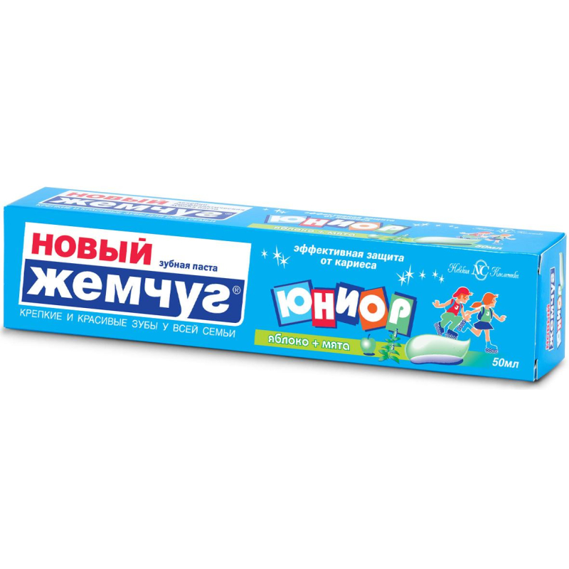 Зубная паста Новый жемчуг Юниор Яблоко и мята 50 мл - фото 2