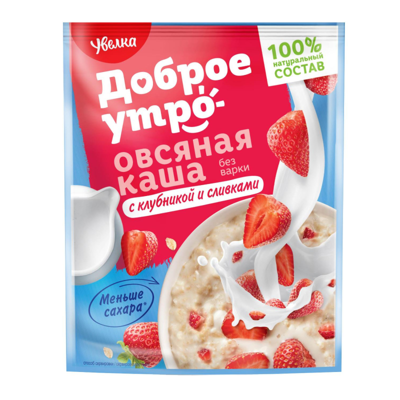 Каша овсяная Увелка с клубникой и сливками 40гх20шт/уп - фото 2