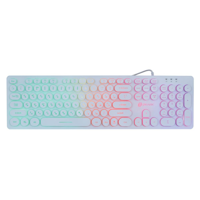 Клавиатура Oklick 420MRL белый USB slim Multimedia LED (1091227) - фото 1