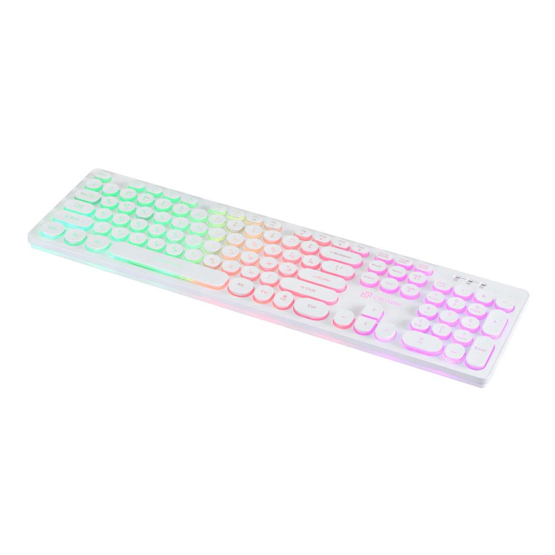 Клавиатура Oklick 420MRL белый USB slim Multimedia LED (1091227) - фото 3