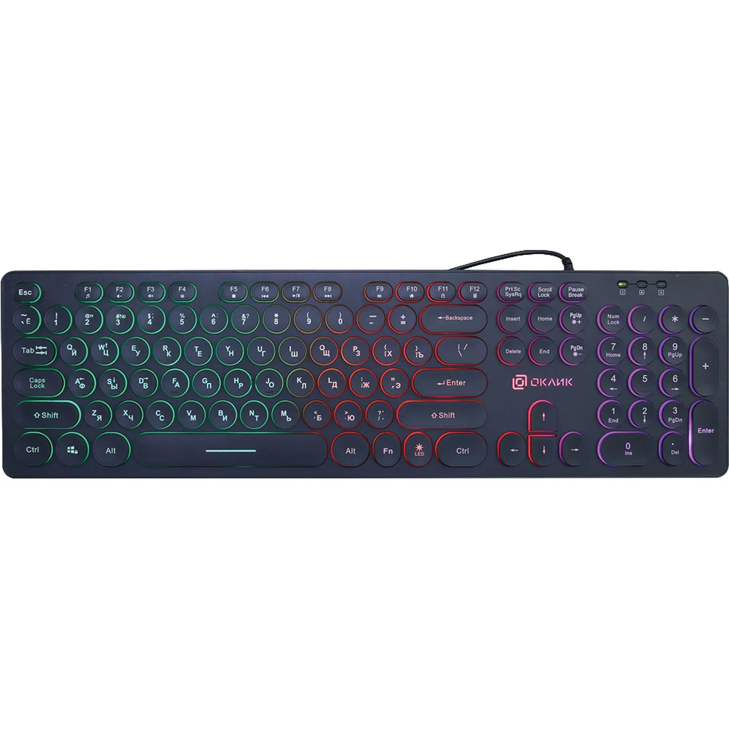 Клавиатура Oklick 420MRL черный USB slim Multimedia LED (1091226) - фото 1