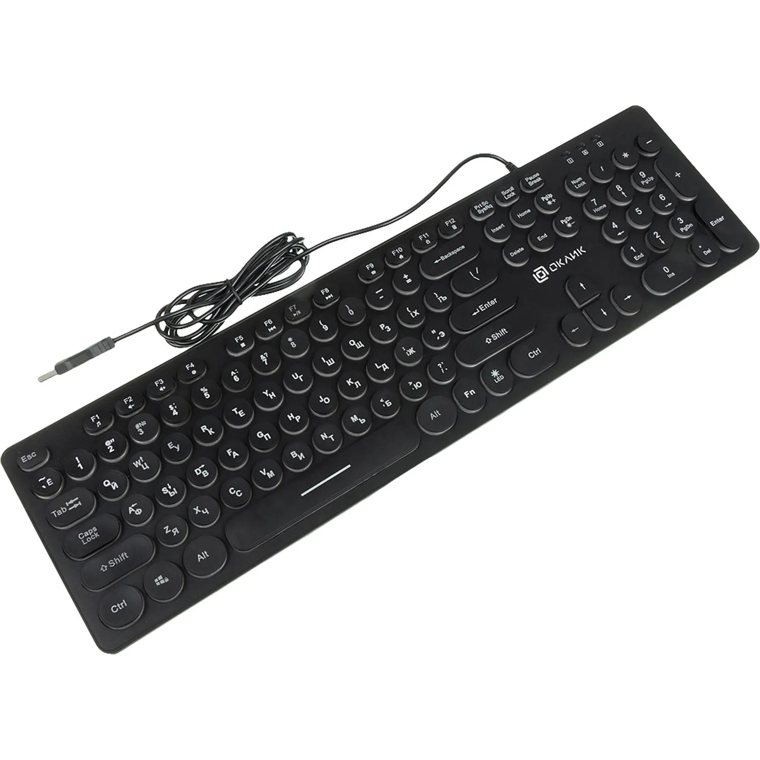 Клавиатура Oklick 420MRL черный USB slim Multimedia LED (1091226) - фото 2