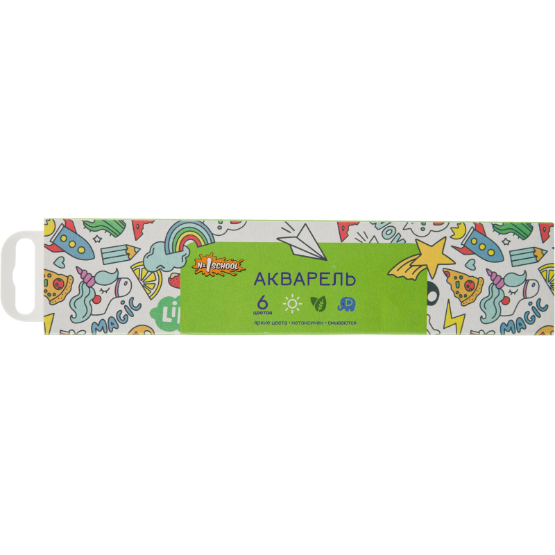 Краски акварельные №1 School Отличник,наб.  6 цветов, картонная коробка - фото 1