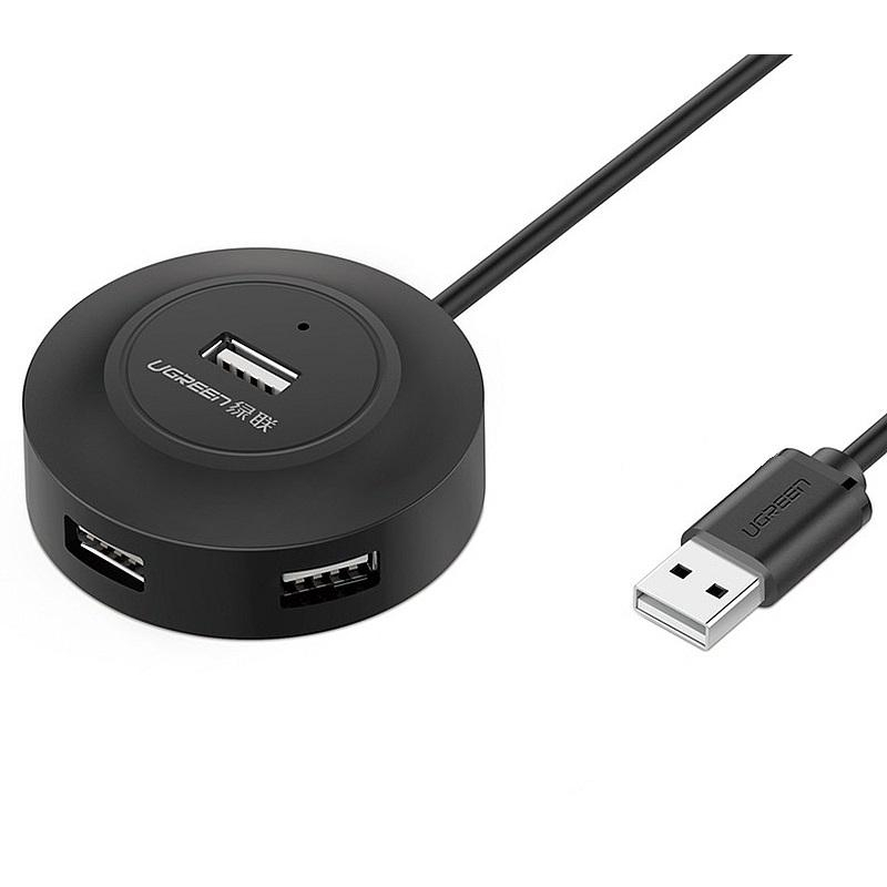 Разветвитель USB UGREEN CR106 (20277) USB 2.0 Hub 4 Ports. Длина 1 м/черный - фото 1