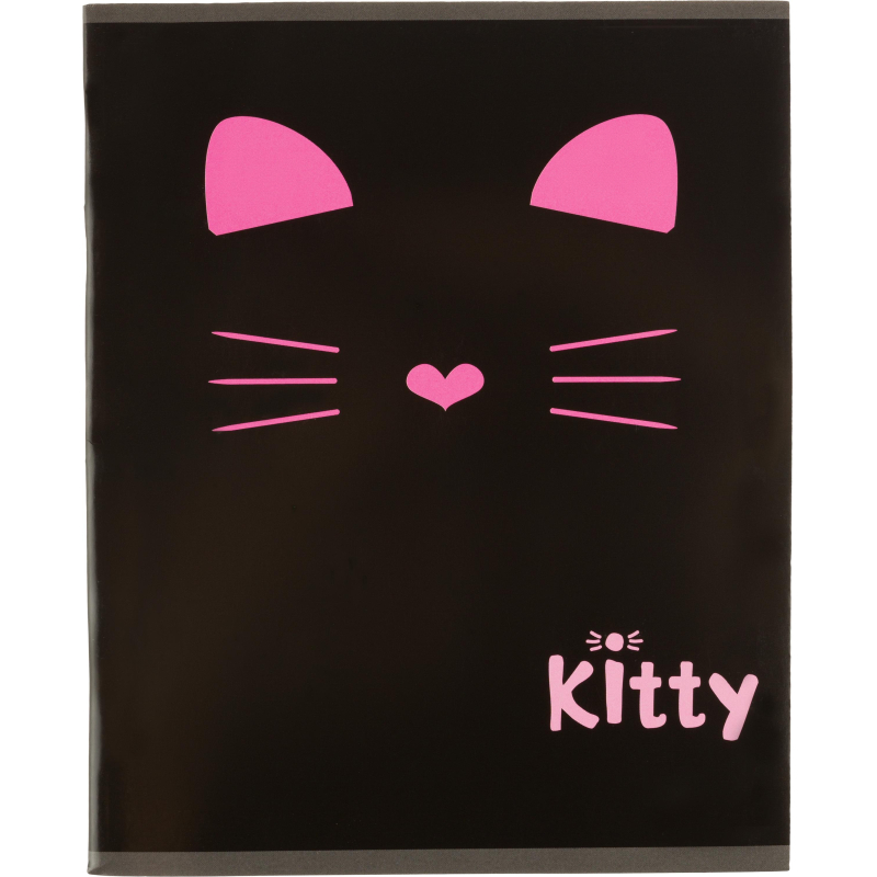 Тетрадь общая А5 48л Kitty черн,клет,скреп, ВД-лак - фото 1