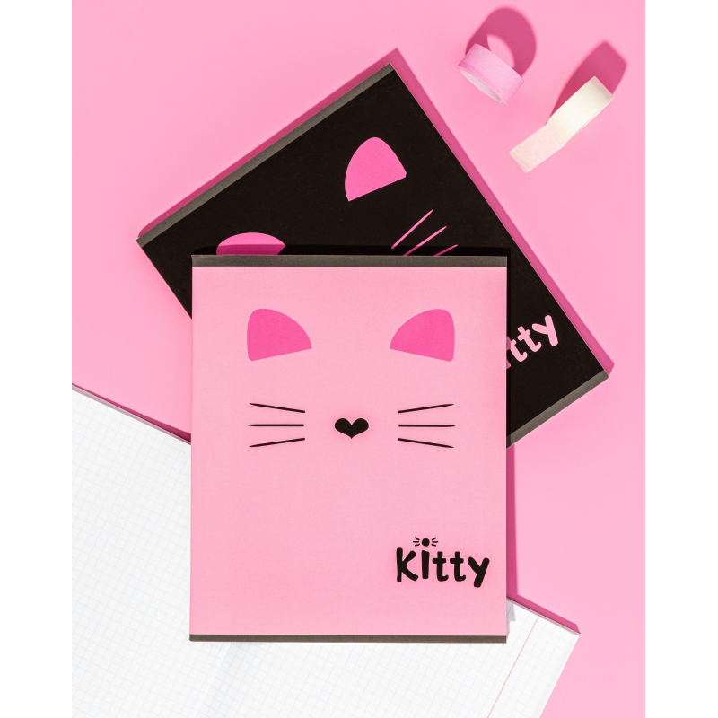 Тетрадь общая А5 48л Kitty черн,клет,скреп, ВД-лак - фото 9