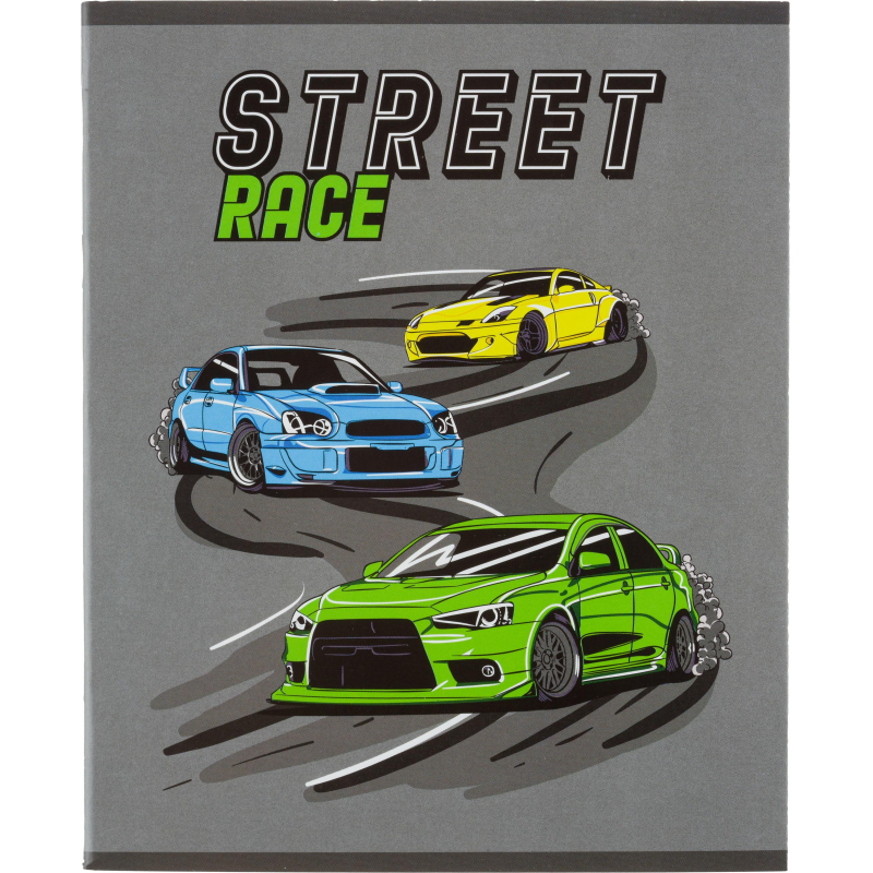 Тетрадь общая А5 48л №1School Street race,клет,скреп, ВД-лак - фото 1