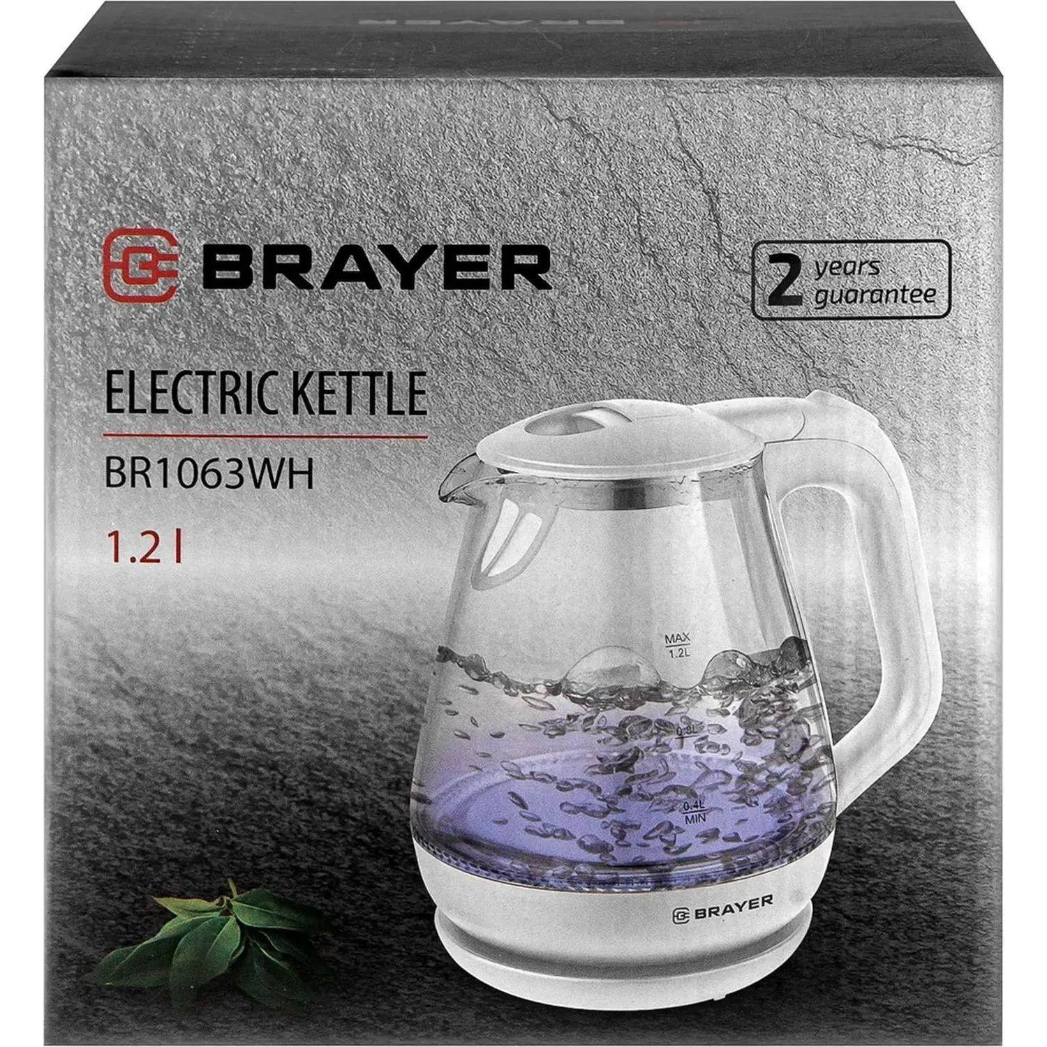 Чайник электрический BRAYER BR1063WH, 1630 Вт, 1,2 л, стекл.корп, термометр - фото 4
