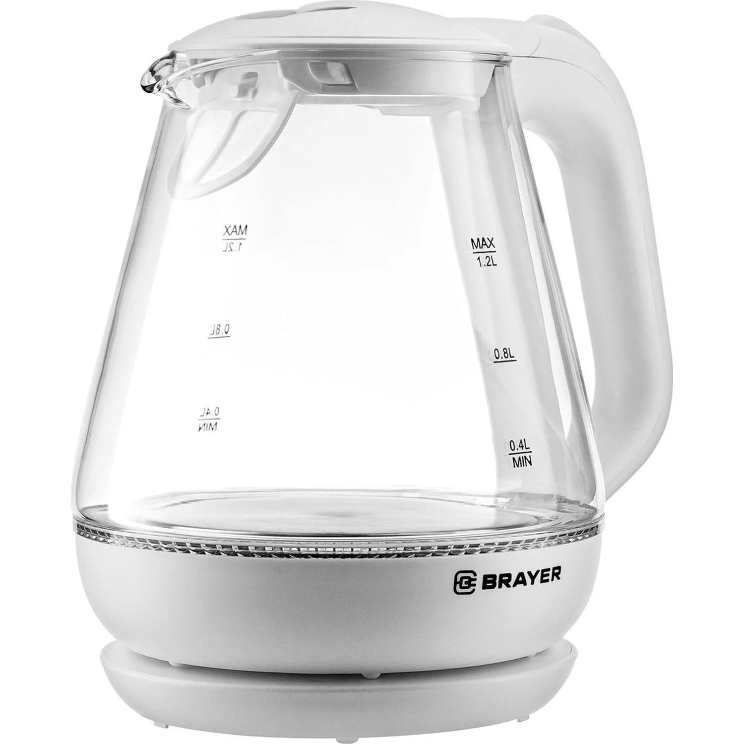Чайник электрический BRAYER BR1063WH, 1630 Вт, 1,2 л, стекл.корп, термометр - фото 10