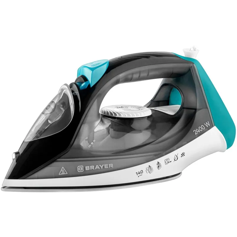 Утюг BRAYER BR4008,2400 Вт,керам,пар140 г/мин,антикапля,330 мл,верт.отпар - фото 1