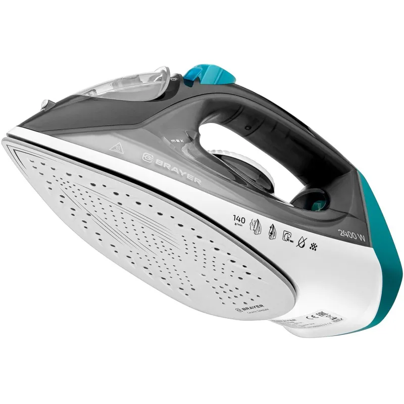 Утюг BRAYER BR4008,2400 Вт,керам,пар140 г/мин,антикапля,330 мл,верт.отпар - фото 6