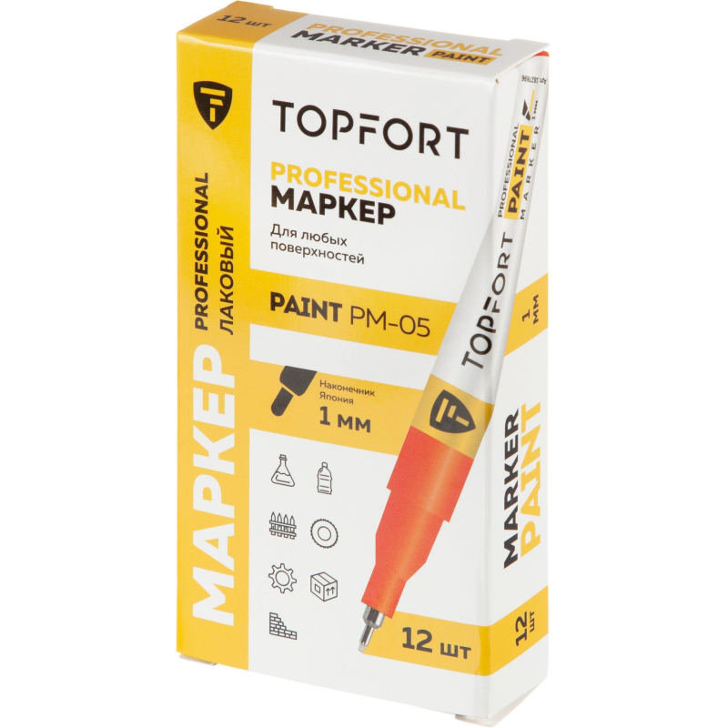 Маркер лаковый TOPFORT Paint 1 мм красный - фото 6