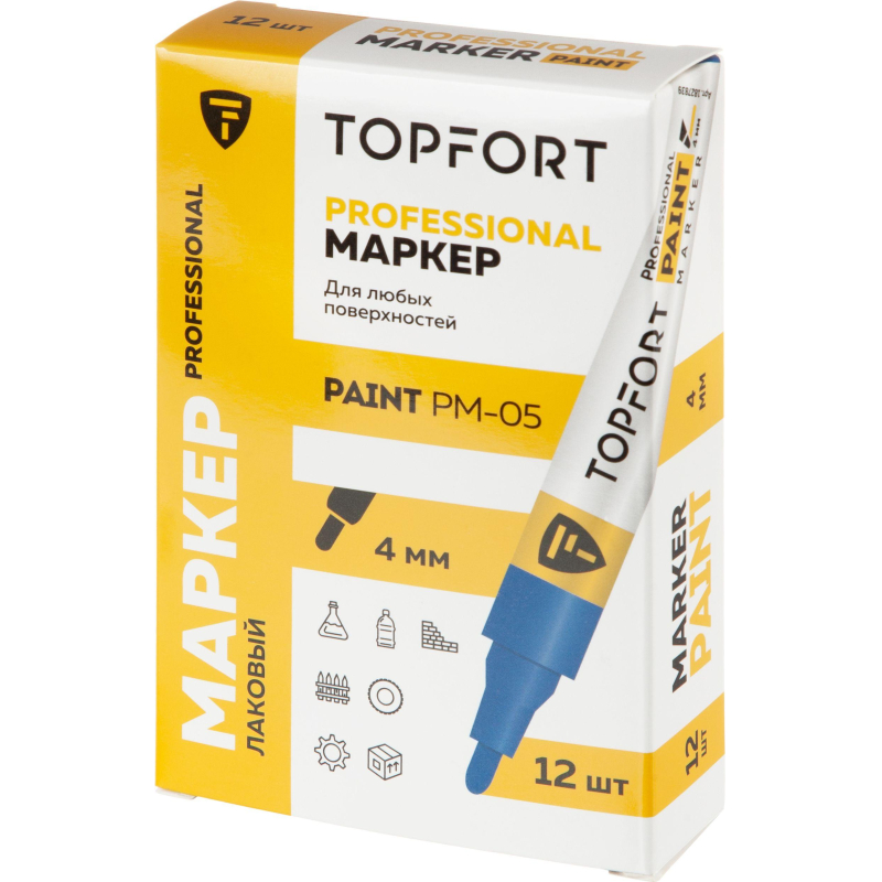 Маркер лаковый TOPFORT Paint 4 мм синий - фото 6