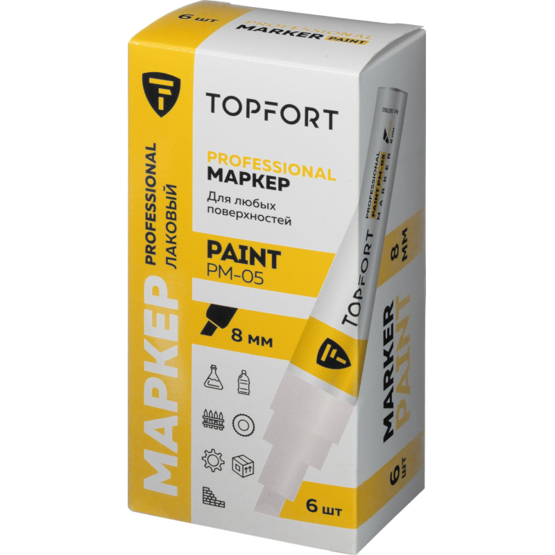 Маркер лаковый TOPFORT Paint 8 мм белый - фото 6