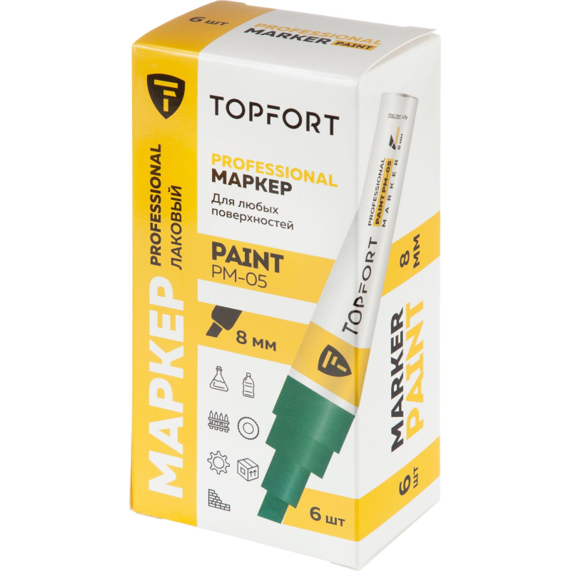 Маркер лаковый TOPFORT Paint 8 мм зеленый - фото 6