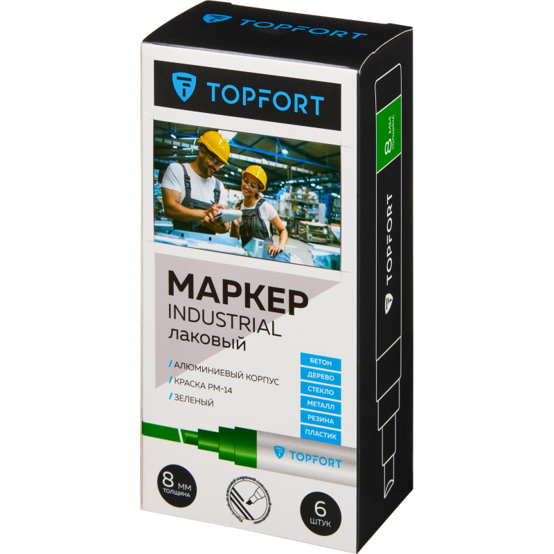 Маркер лаковый TOPFORT Industrial 8 мм зеленый - фото 5