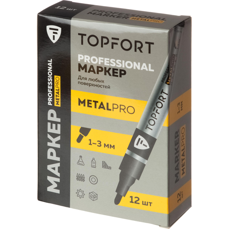 Маркер для металла TOPFORT MetalPro 1-3 мм черный - фото 6