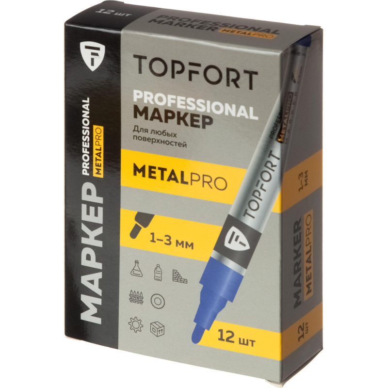 Маркер для металла TOPFORT MetalPro 1-3 мм синий - фото 6