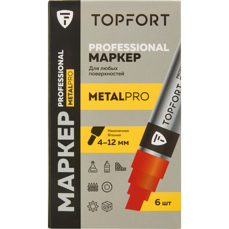 Маркер для металла TOPFORT MetalPro 4-12 мм красный - фото 5
