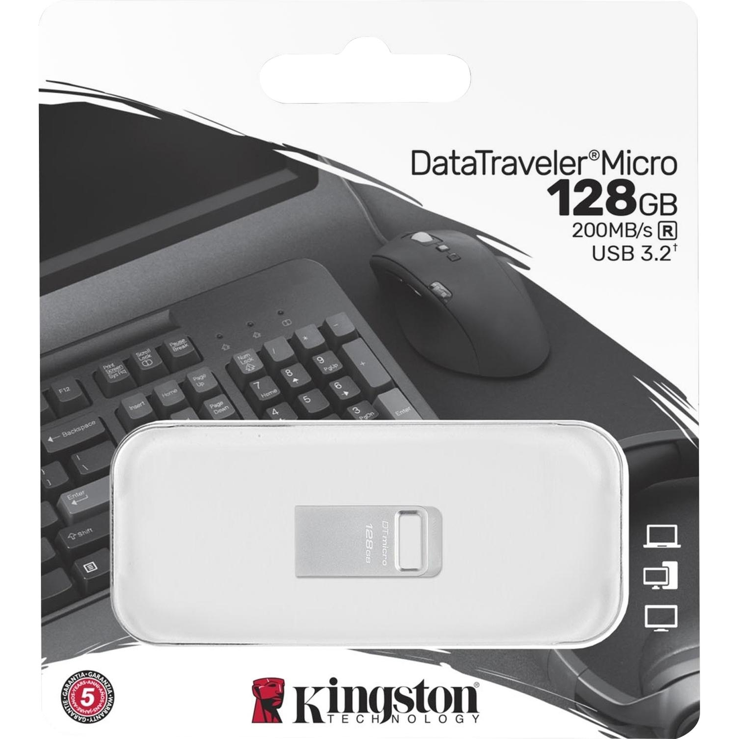 Флеш-память Kingston 128Gb DataTraveler Micro(DTMC3G2/128GB)USB3.0 сереб - фото 3