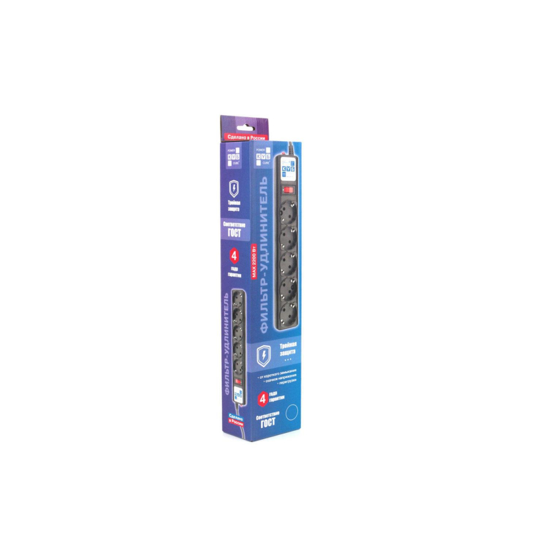 Сетевой фильтр Power Cube B 3.0 м 5 розеток (черный) 10А/2,2кВт(SPG5-С3) - фото 3