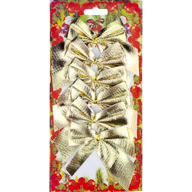 Бант елочный Украшение новогоднее, 6шт.Золотые бантики,8см,НУ-4449 - фото 3