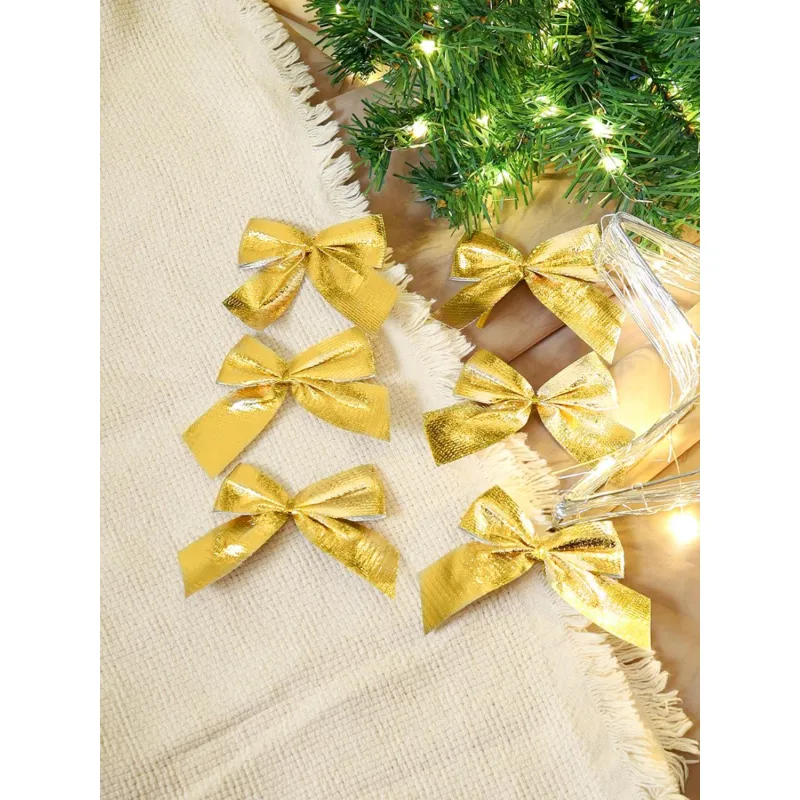 Бант елочный Украшение новогоднее, 6шт.Золотые бантики,8см,НУ-4449 - фото 4