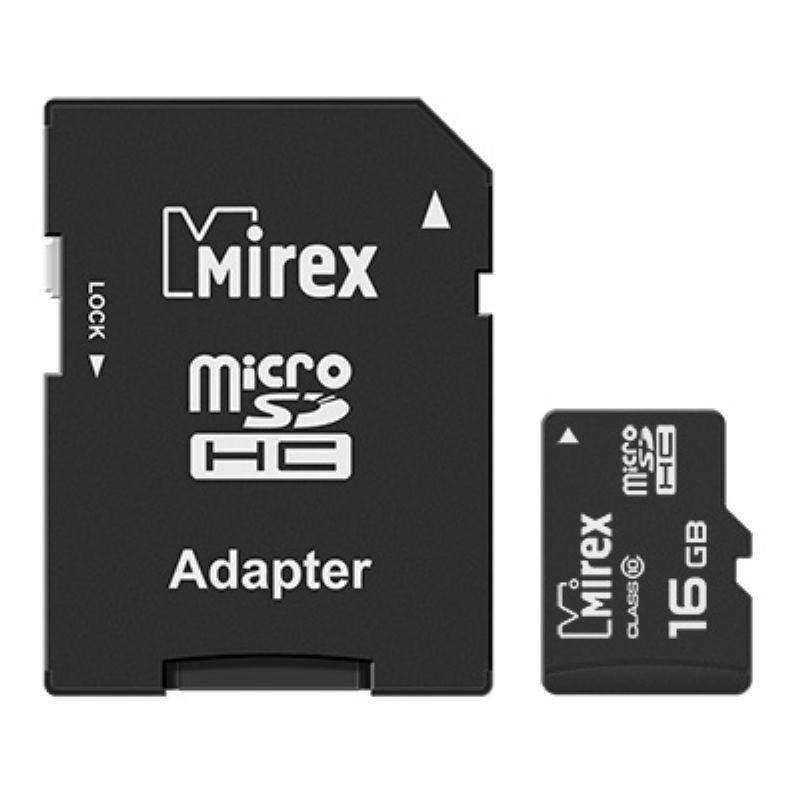 Карта памяти Mirex microSDHC с адаптером 16Gb (class 10) (13613-AD10SD16) - фото 1