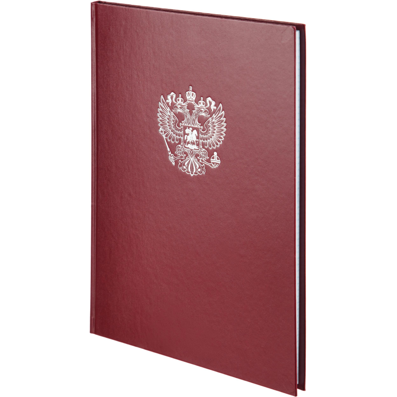 Книга учета Герб А4 96л в клетку блок офсет.бумвинил бордовый - фото 2