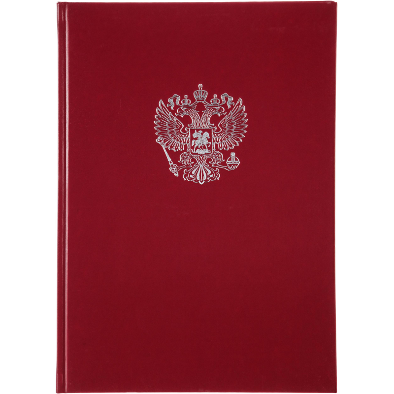 Книга учета Герб А4 96л в клетку блок офсет.бумвинил бордовый - фото 6
