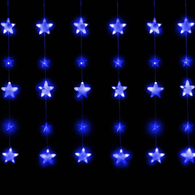 Гирлянда светодиодная Бахр 2.4x0.9м Звездочки,IP20,186LED,син,8реж 4356975 - фото 1