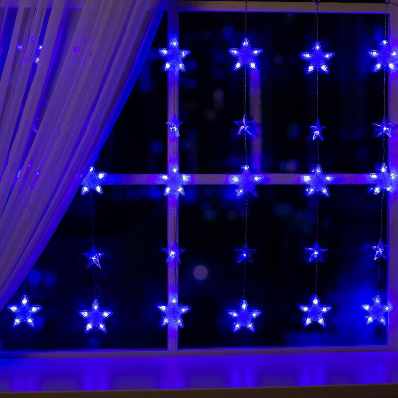 Гирлянда светодиодная Бахр 2.4x0.9м Звездочки,IP20,186LED,син,8реж 4356975 - фото 2