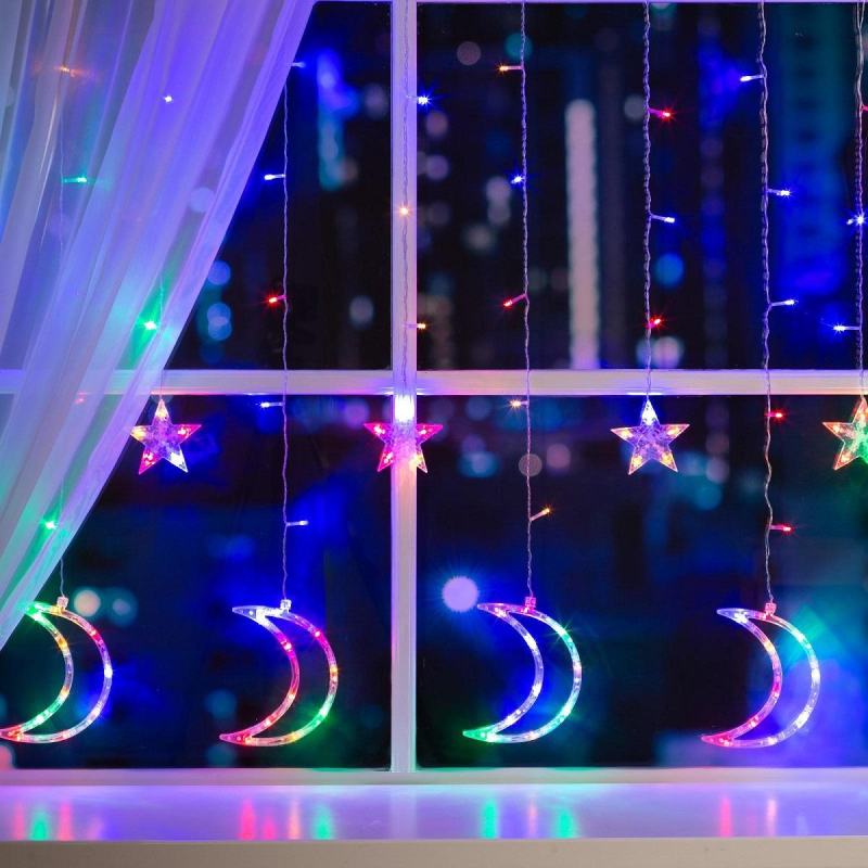 Гирлянда светодиодная Бахрома 2.7x0.9м Месяц,IP20,138LED,мульт,8реж 4356979 - фото 1