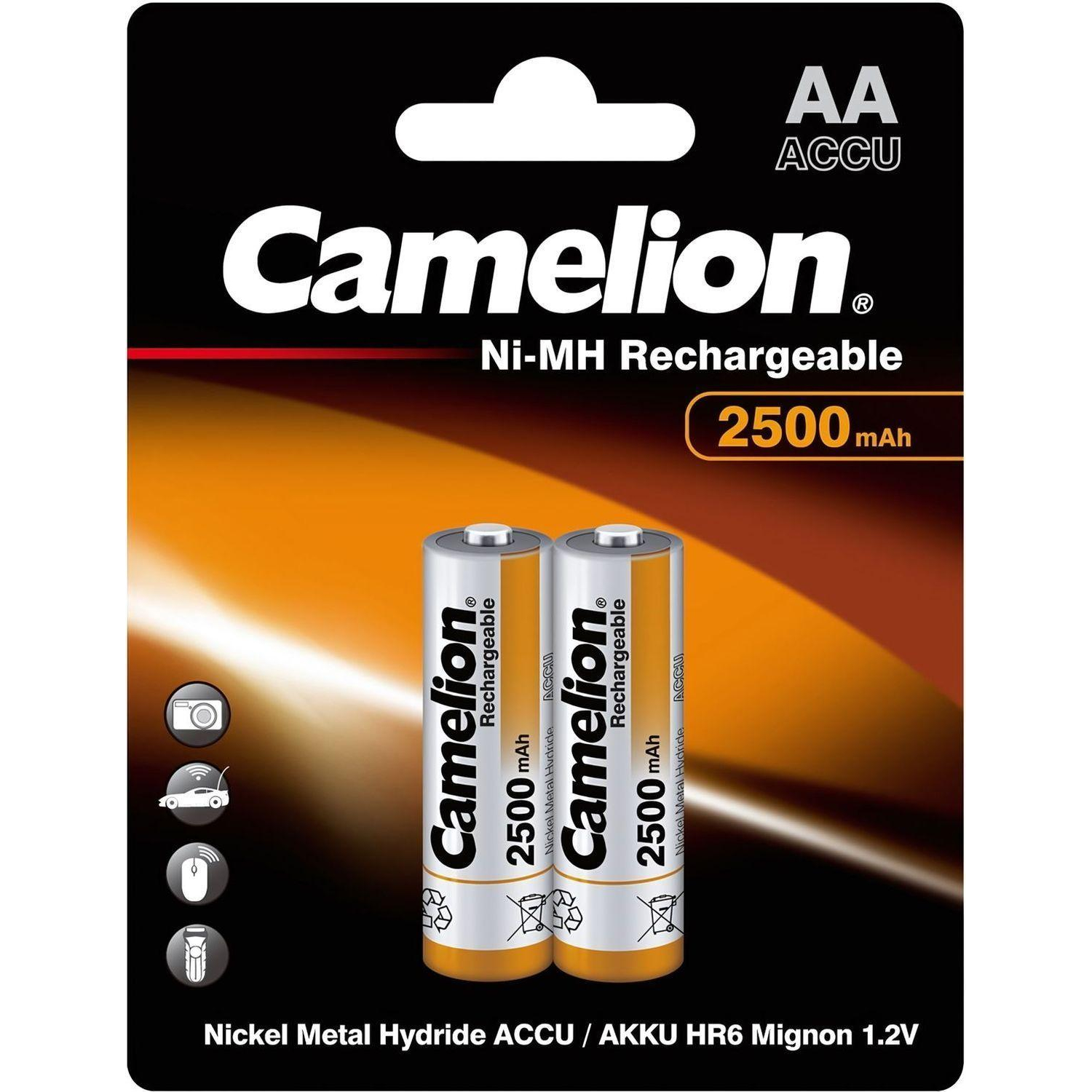 Аккумулятор Camelion AA-2500mAh 2шт/бл(NH-AA2500BP2,1.2В) (6107) - фото 1