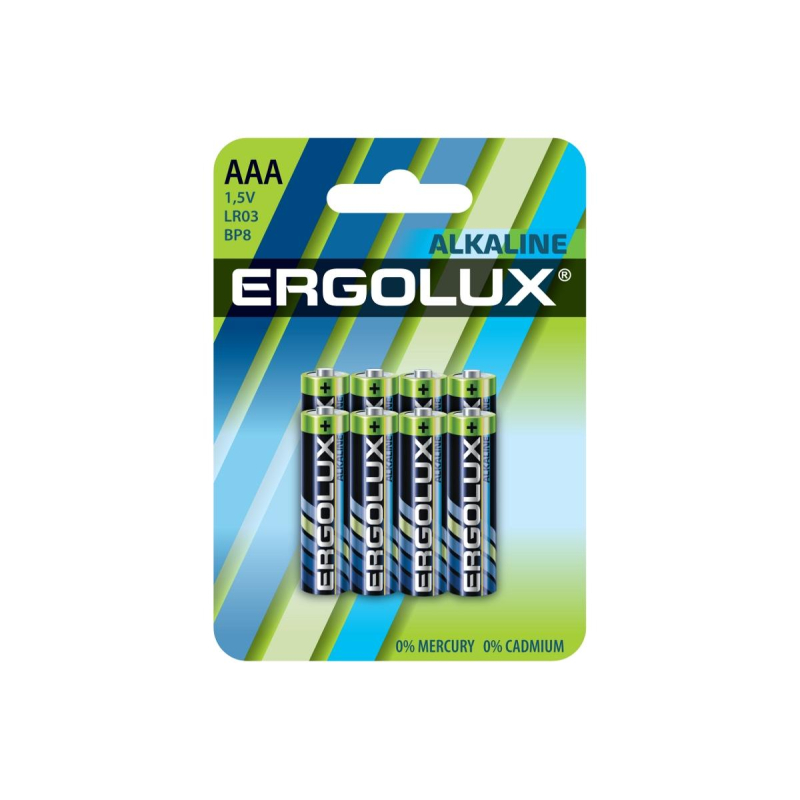Батарейка Ergolux Alkaline 8шт/бл (LR03 BP8, 1.5В) (14814) - фото 1