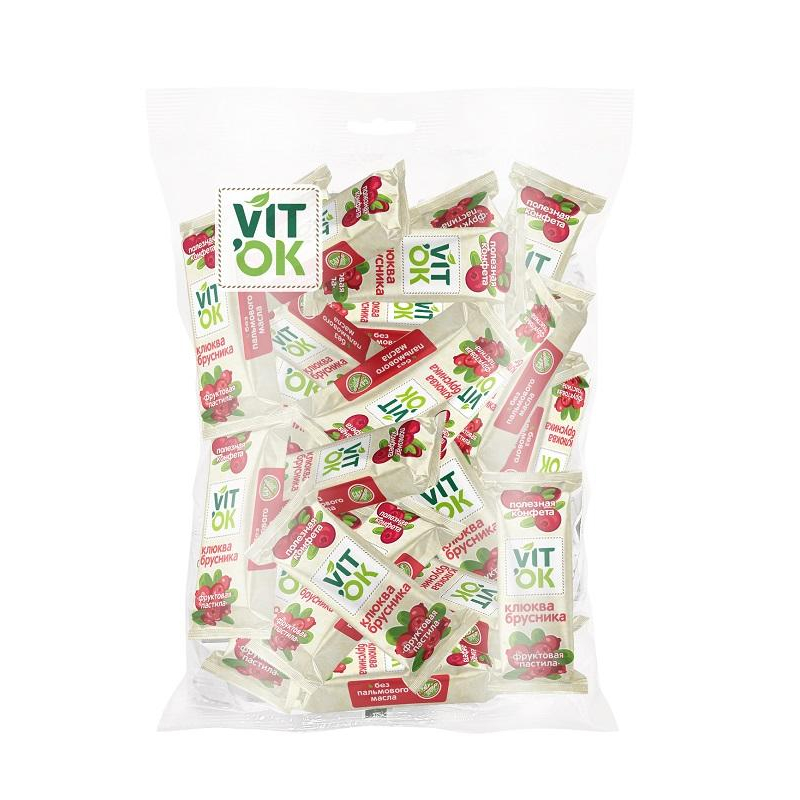 Пастила фруктовая неглазированная конфета VITok, Клюква-брусника, 500г - фото 1
