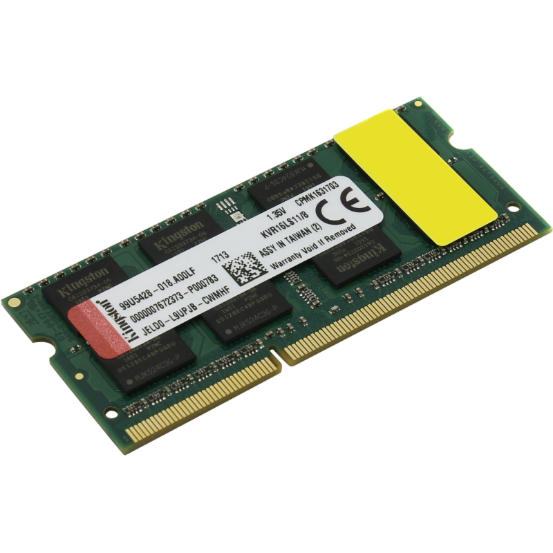 Модуль памяти Kingston DDR3L SO DIMM 8Gb 1600МГц CL11(KVR16LS11/8WP) - фото 1
