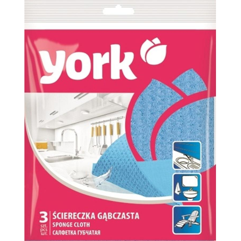 Салфетки хозяйственные губчатые YORK 15,5х17,5 см , 3 шт/уп - фото 1